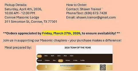 Pork Butt fundraiser for Wes Irvine Chapter \u2116 490 and Tommy Fox Council \u2116 405