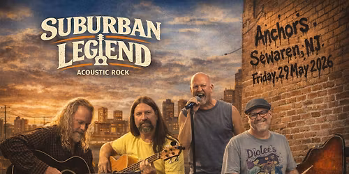 Suburban Legend returns to Anchors Tiki Bar, Sewaren NJ, Friday 29 May 2026 6pm