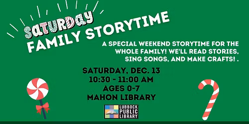 Saturday Family Storytime at Mahon Library