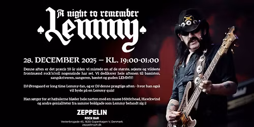 LEMMY Memorial - A Night To Remember m\/DJ \u00d8rregaard