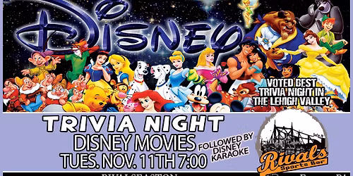 Trivia Night: Disney Movies (plus Disney Karaoke)