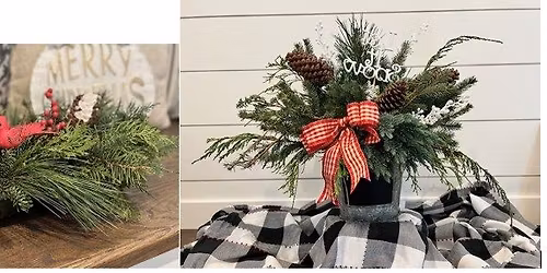 Winter greenery centerpiece at Galen Glen Winery