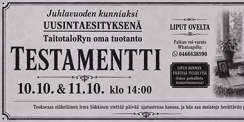 Musiikkiteatteriesitys Testamentti (Juhlavuoden Kunniaksi)