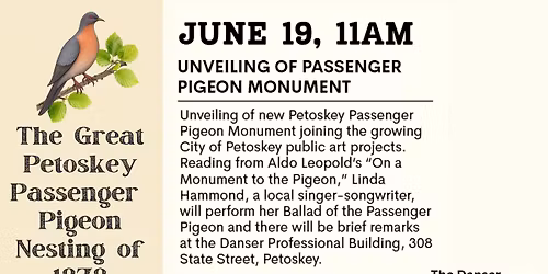 Unveiling of Passenger Pigeon Monument in Petoskey