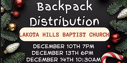 FREE Christmas Backpacks for KIDS! - SUNDAY December 14th @ 10:30AM