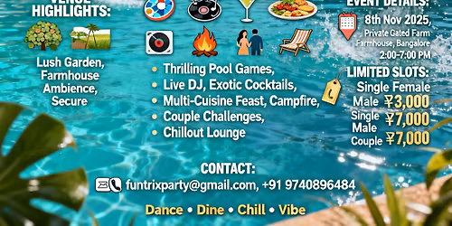Bangalore's Most awaited pool party is here, limited passes only, grab 10% off for group