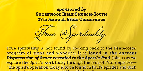 Shorewood Bible Church South 29th Annual Bible Conference
