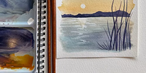 Watercolor Wednesdays- Sunset at the Lake