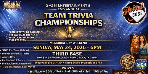 2ND ANNUAL 5-OH TRIVIA CHAMPIONSHIPS