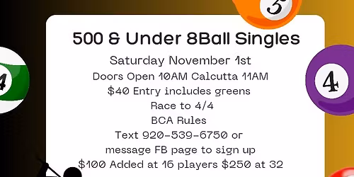 500 & Under 8Ball Singles