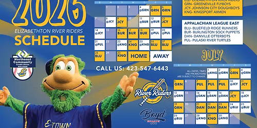 Elizabethton River Riders at Greeneville Flyboys at Pioneer Park - Greeneville