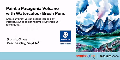 Paint a Patagonia Volcano with Watercolour Brush Pens at Staples Store 112