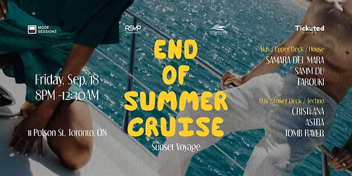 End of Summer Cruise: a multi-level voyage into the sunset (Boat Party)