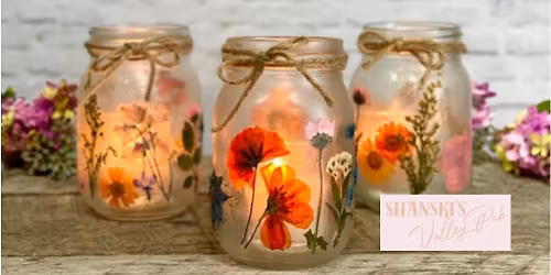 Illuminated Pressed Flower Jar Paint Party