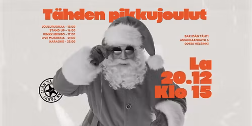 Bar Id\u00e4n T\u00e4hden legendaariset pikkujoulut - LA 20.12.\ud83c\udf85