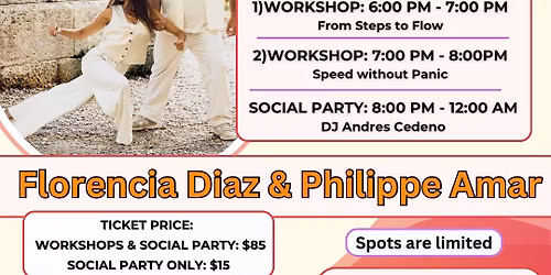 West Coast Swing Workshops & Social with All-Stars Florencia Diaz & Philippe Amar!