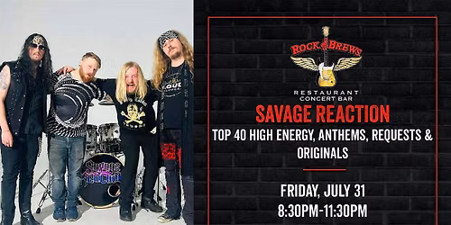 SAVAGE REACTION ROCK COVER BAND @ Rock & Brews Royal Oak
