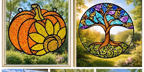 Pumpkin, Lobster, Tree of Life, Cardinal or Dragonfly Suncatcher Pour and Sip