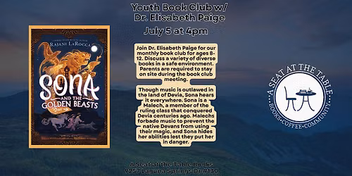 Youth Book Club w\/ Dr. Elisabeth Paige: Sona and the Golden Beasts