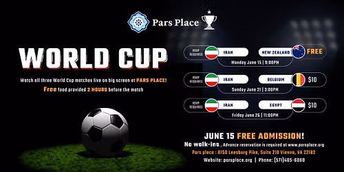 Team Melli World Cup Matches at Pars Place