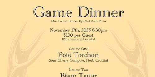 Game Dinner hosted by The Franklin Lounge