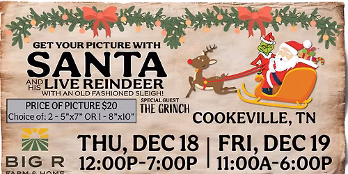 Cookeville TN Pictures with Santa and a reindeer! Day 1