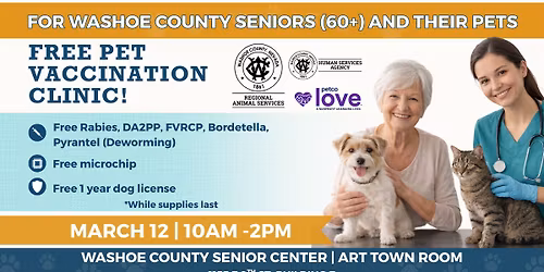 Free Pet Vaccine Clinic for Washoe County Seniors (60+)