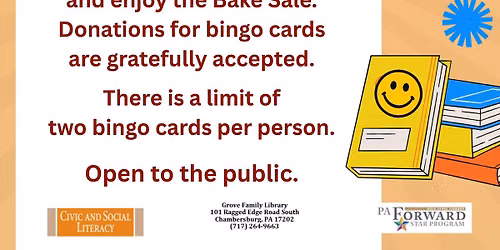 BOOK BINGO and Bake Sale