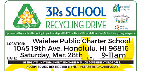 3Rs School Recycling Drive - Wai'alae Elementary Public Charter School