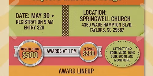 Taylors Masonic Lodge Charity Car Show Spring 2026