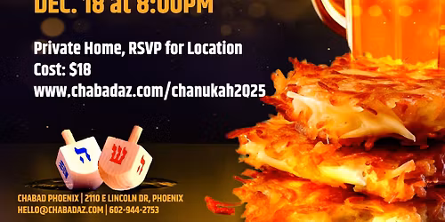 Latkes, Drinks and Dreidels - Adults Chanukah Celebration - 5th Chanukah Night!