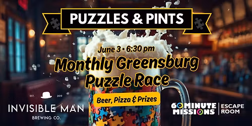 Puzzles & Pints Jigsaw Race at Invisible Man Brewing