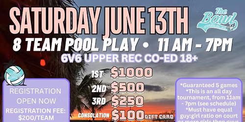 June 13th - Recreational Volleyball Tournament 