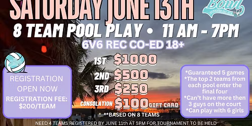 June 13th - Recreational Volleyball Tournament 
