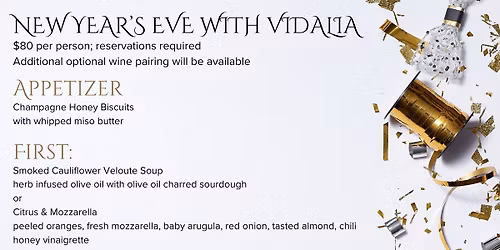 New Year's Eve pre-fix Dinner