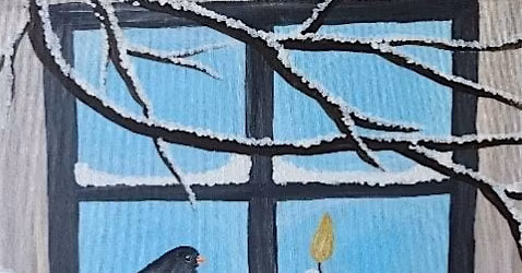 Love a beautiful winter window? Join this beautiful Winter Window painting