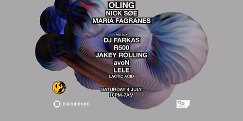 OLING \/ NICK S\u00d8E \/ Maria Fagranes \/ LACTIC ACID: DJ Farkas \/ R500 \/ Jakey Rolling \/ avoN \/ LELE