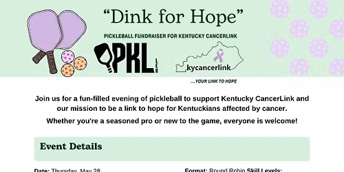 Kentucky CancerLink "Dink for Hope" Pickleball Fundraiser
