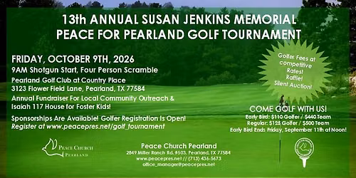 13th Annual Susan Jenkins Memorial Peace for Pearland Golf Tournament