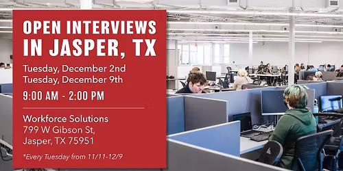 OPEN INTERVIEWS at Provalus in Jasper!