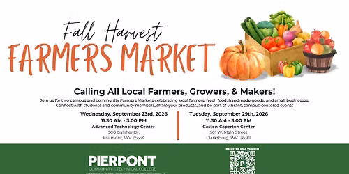Fall Harvest Farmers Market at the Advanced Technology Center