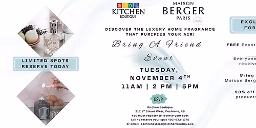 Kitchen Boutique Presents Maison Berger FREE In-Store Event
