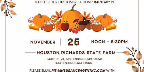 2025 ANNUAL THANKSGIVING PIE GIVEAWAY