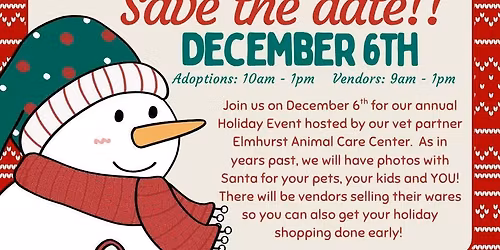 Christmas Adoption Fair at Elmhurst Animal Care Center 