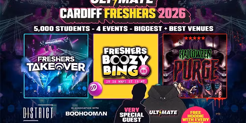 ULTIMATE CARDIFF FRESHERS 2026 \u26a1\ufe0f Sold Out 15 years Running! \ud83d\udc55 FREE Hoodie with Every Ticket! 