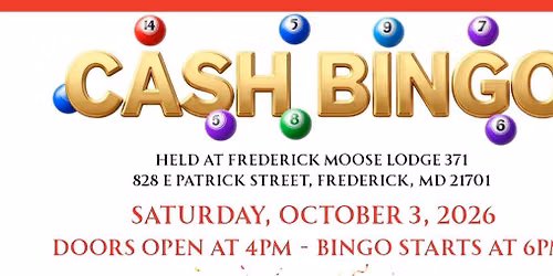 ANNUAL CASH BINGO FUNDRAISER FOR FARM SWEET FARM ANIMAL RESCUE