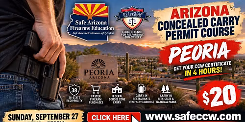 $20 Multi-state recognized Concealed Carry Permit Coming to peoria! (Special weekend pricing)