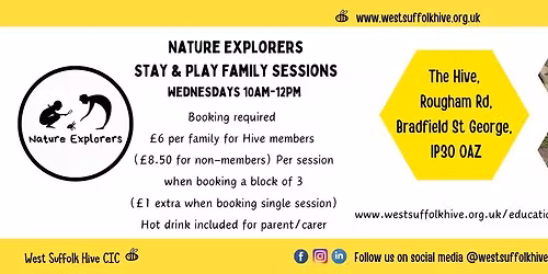 Nature Explorers Stay and Play Family Sessions at The Hive