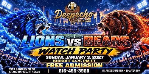 Lions vs. Bears Watch Party at Despecho Sports Bar
