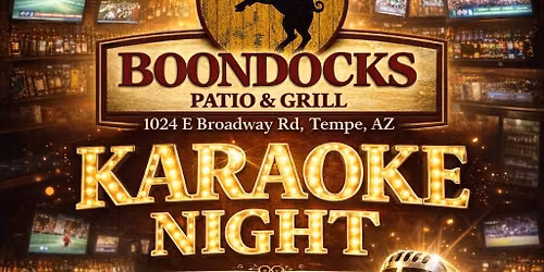 Thursday Night Karaoke at Boondocks Patio & Grill in Tempe, AZ 8p-Midnight w\/DJ White Chocolate